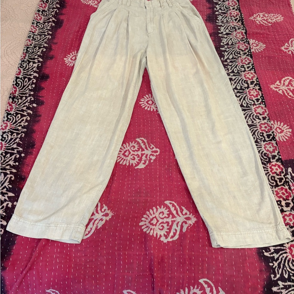 Free People High Waisted Cream Women's Trousers